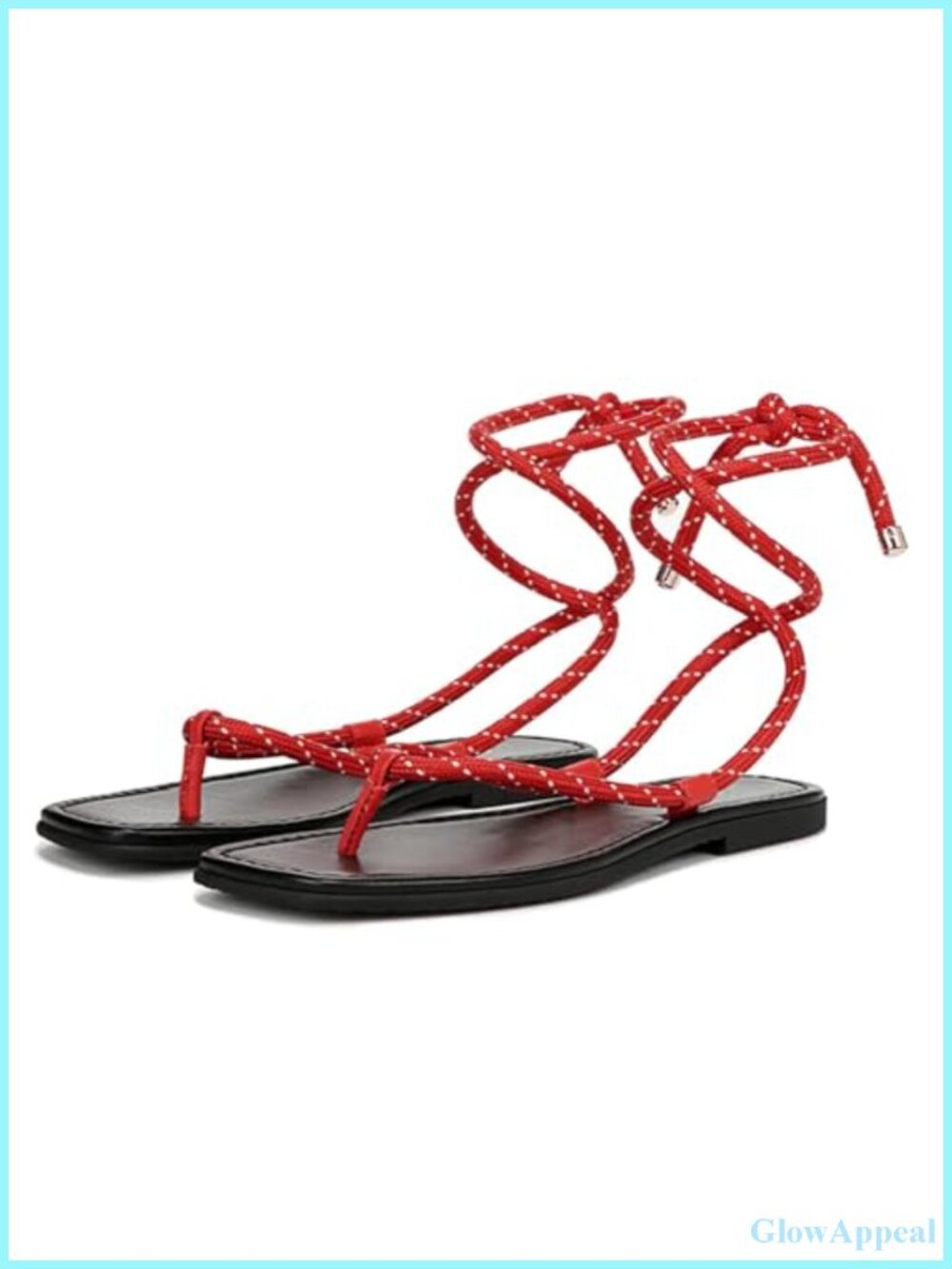 Women's Paracord Lace-Up Flat Sandals Strappy Thong Summer Beach Shoes
